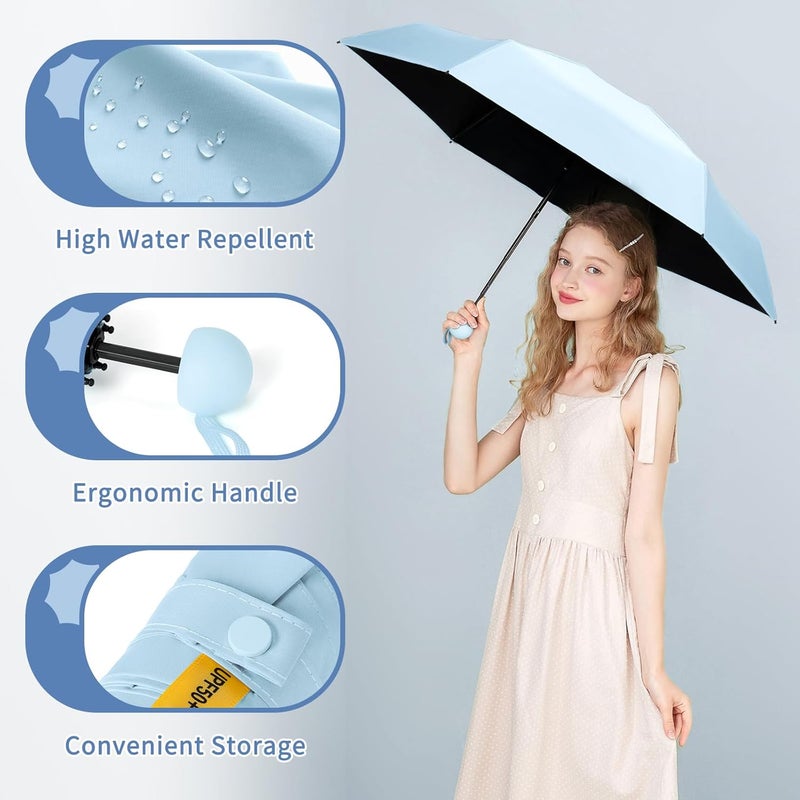 Yoobure Travel Umbrella Portable Compact Umbrellas, Pocket Mini for Purse, Umbrellas for UV Sun & Rain Small for Backpack, Umbrella with Case Folding for Kids Women - Image 3